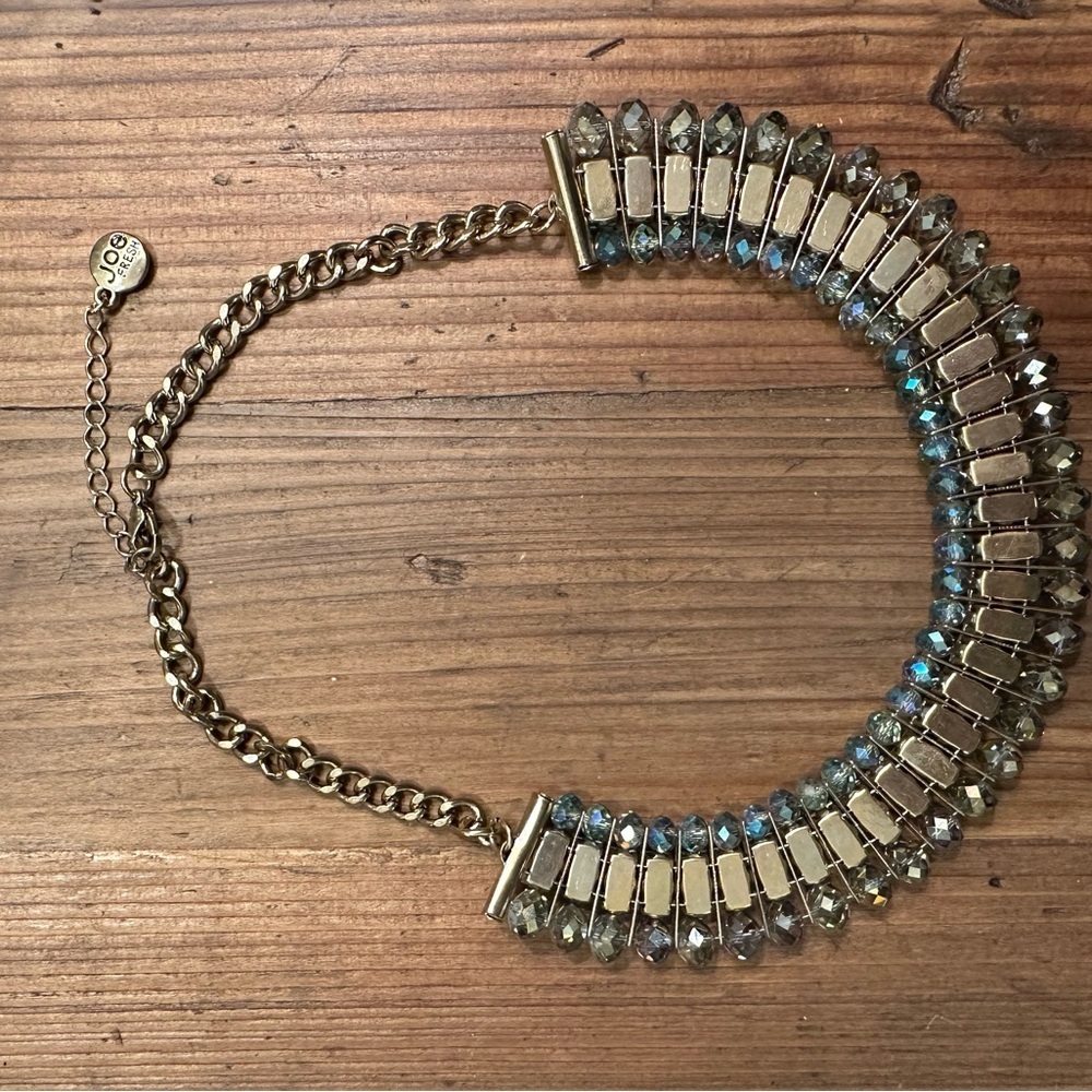 Elegant Gold and Blue Crystal Necklace